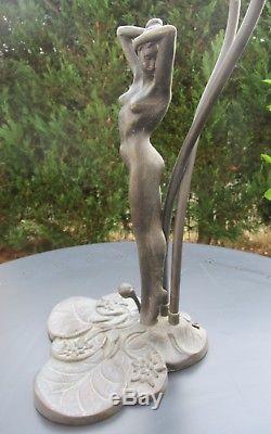 Pied de lampe art nouveau femme nue bronze