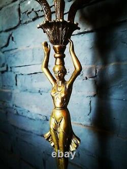 Pied de lampe bronze dore Femme À Lantique art nouveau 70 cm