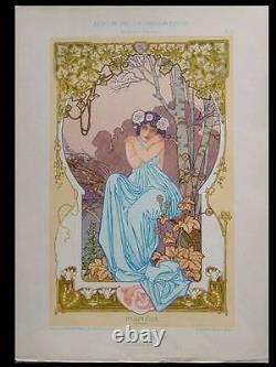 Pluviose, Art Nouveau -1901- Lithographie, Armand Segaud, Femme