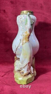 Porcelain Kerosene Lamp Lampe A Essence Petrole Femme Art Nouveau Porcelaine