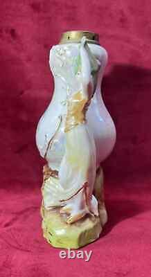 Porcelain Kerosene Lamp Lampe A Essence Petrole Femme Art Nouveau Porcelaine