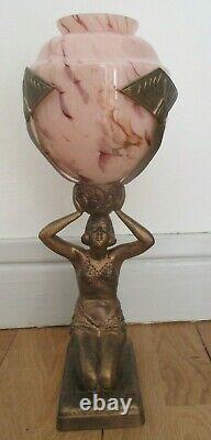 Porte coupe statue femme danseuse régule patine bronze art déco vase marmoréen