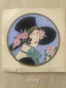 Portrait Art Nouveau Art Déco Femme Au Chapeau