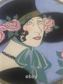 Portrait Art Nouveau Art Déco Femme Au Chapeau