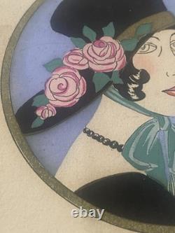 Portrait Art Nouveau Art Déco Femme Au Chapeau