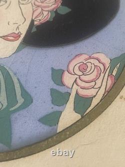 Portrait Art Nouveau Art Déco Femme Au Chapeau