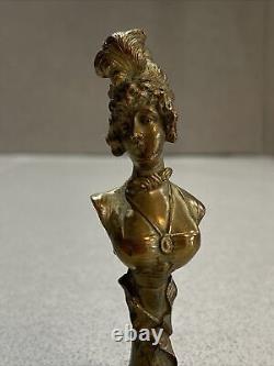 RARE Sculpture bronze Art Nouveau A Caro, sceau à cacheter Femme