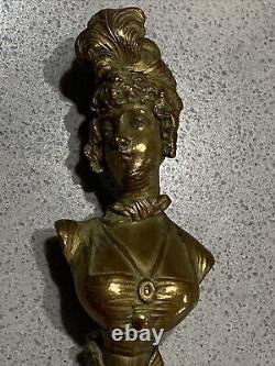 RARE Sculpture bronze Art Nouveau A Caro, sceau à cacheter Femme