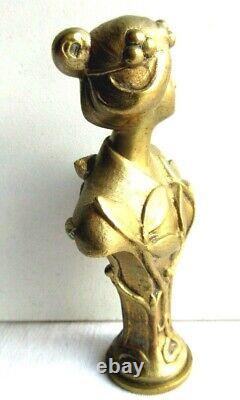 RARE Sculpture bronze Art Nouveau Jugendstil, sceau à cacheter Femme au gui