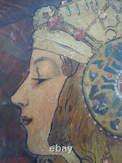 RARE ancien GRAND PLAT ART NOUVEAU style MUCHA TETES BYZANTINES jeune femme
