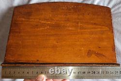 Range courrier / lettres 1900 bois gravé & nacre Femme Fleur Libellule dlg Mucha