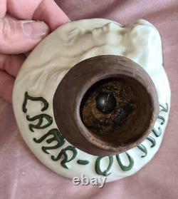 Rare Pyrogène Art Nouveau quinquina LAMA QUINA Femme DLG MUCHA céramique & bois
