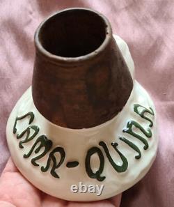 Rare Pyrogène Art Nouveau quinquina LAMA QUINA Femme DLG MUCHA céramique & bois