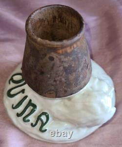 Rare Pyrogène Art Nouveau quinquina LAMA QUINA Femme DLG MUCHA céramique & bois