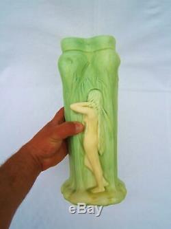 Rare Vase Gustav Gurschner autriche forster 1873 1970 Art Nouveau grès femme nue
