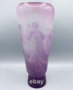 Rare Vase Pate De Verre Art Nouveau Femmes Aux Colchiques Emile Galle Nancy 1900