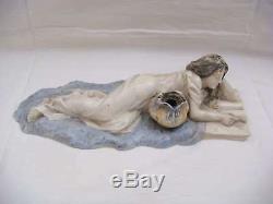 Rare ancien ENCRIER porcelaine art nouveau signé statuette femme biscuit -VF1207