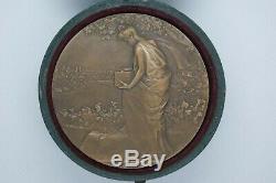 Rene Baudichon 1910 Femme Art Nouveau Medaille Bronze Ecrin Origine Scf France