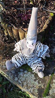Rita du Clown amoureux, 100% Lin, Faite main, beige & blanc, haut 19,5/50cm