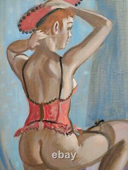 Robert LEPELTIER (1913 1996) Femme nu au corset, +++++ Huile sur toile +++++