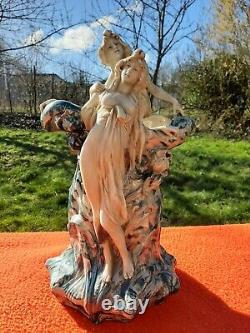 Royal Dux Bohèmia Sculpture En Céramique Art Nouveau Femmes A La Source
