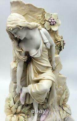 Royal Dux Bohemia Vase Sculpture En Ceramique Art Nouveau Femme A La Fontaine