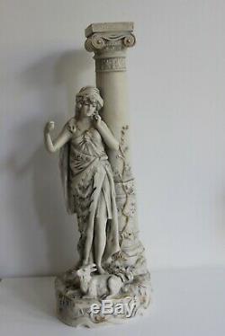Royal Dux Statue Femme Bergère Antique Porcelaine Biscuit Art Nouveau Jugendstil
