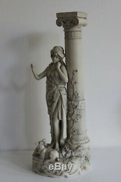 Royal Dux Statue Femme Bergère Antique Porcelaine Biscuit Art Nouveau Jugendstil