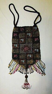 SAC de SOIREE ANCIEN EN PERLES art nouveau 1900 Antique beaded bag