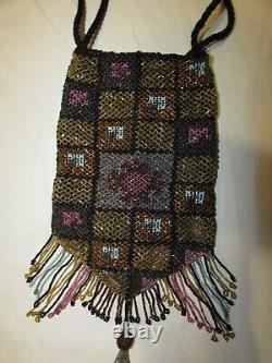 SAC de SOIREE ANCIEN EN PERLES art nouveau 1900 Antique beaded bag