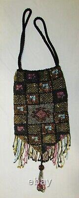 SAC de SOIREE ANCIEN EN PERLES art nouveau 1900 Antique beaded bag