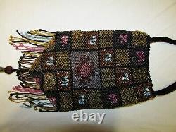 SAC de SOIREE ANCIEN EN PERLES art nouveau 1900 Antique beaded bag