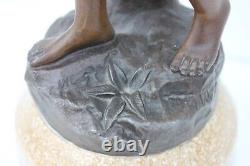 STATUETTE DE JEUNE FEMME SUR SOCLE ART NOUVEAU 1920 A. DE RANIERI H. 45 cm