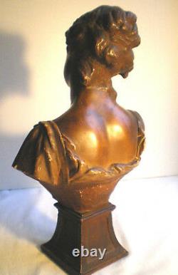 SUBLIME Statue, sculpture terre cuite Art Nouveau 1880 Buste de femme signé L