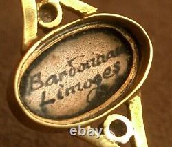 SUPERBE BROCHE ANCIENNE ART NOUVEAU en OR 18K & EMAIL DE LIMOGES DECOR DE FEMME