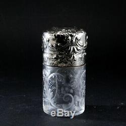 SUPERBE Flacon à sels ART-NOUVEAU 1900 Argent Massif cristal BACCARAT