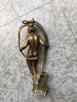 Sceau Cachet ancien Femme Sirene Art Nouveau 1900 Bronze Tampon Antique Seal