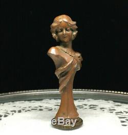 Sceau Cachet ancien Femme à la fleur Art Nouveau 1900 Bronze Tampon Antique Seal