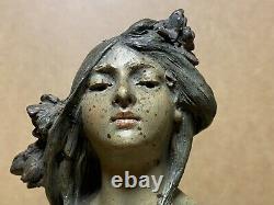 Sculpture Buste De Femme Terre Cuite Signé Alfred Foretay Art Nouveau