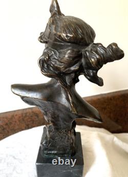 Sculpture Buste Femme Ariane Art nouveau Bronze signé
