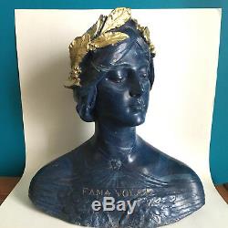 Sculpture Buste femme Fama Volat FIASCHI / allégorie Renommée 1900/1910