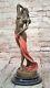Sculpture En Bronze D'une Femme Nue Abstraite Art Nouveau Moderne Par P. Delore