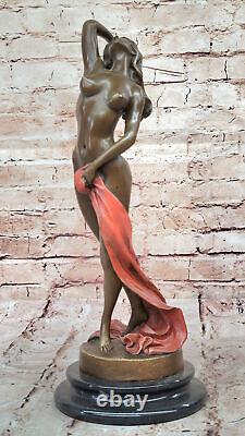 Sculpture En Bronze D'Une Femme Nue Abstraite Art Nouveau Moderne Par P. Delore