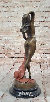 Sculpture En Bronze D'Une Femme Nue Abstraite Art Nouveau Moderne Par P. Delore