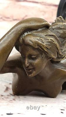 Sculpture En Bronze D'Une Femme Nue Abstraite Art Nouveau Moderne Par P. Delore