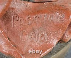 Sculpture En Bronze D'Une Femme Nue Abstraite Art Nouveau Moderne Par P. Delore