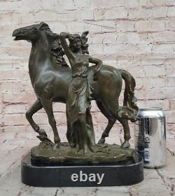 Sculpture En Bronze Milo Femme Et Cheval Style Art Nouveau Ouvre D'Art Signée