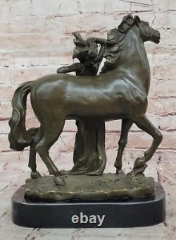 Sculpture En Bronze Milo Femme Et Cheval Style Art Nouveau Ouvre D'Art Signée