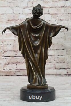 Sculpture Figurine En Bronze Signée De Femme Nue Éveillée Art Nouveau À Vendre