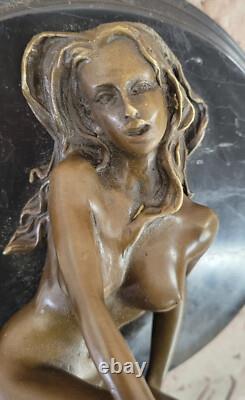 Sculpture Moderne Art Nouveau Abstraite Femme Fille 100% Bronze Par Mavchi Art